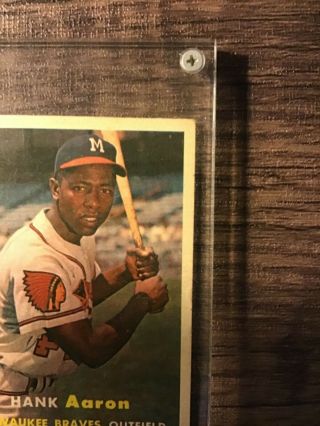1957 Topps Hank Aaron Milwaukee Braves 20 Baseball Card VG 2