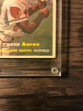 1957 Topps Hank Aaron Milwaukee Braves 20 Baseball Card VG 3