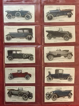 1923 Lambert & Butler - Motor Cars 10 Card Subset - Very Scarce Tobacco Cards - Ex,