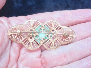 Authentic Vintage Gold Tone 1950 ' s Peking Glass Open Work Brooch/Pin 3