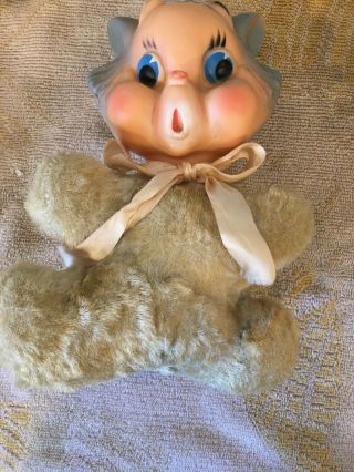 Vintage My Toy Plush Rubber Face Kitty Cat 8” Inch.  1950’s
