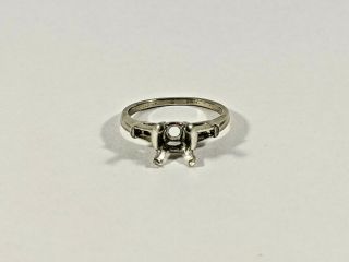 Art Deco Platinum Engagement Ring Mounting,  Three Stone Setting,  Vintage Wedding