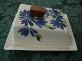 Vintage English Hand Painted Covered Butter Dish
