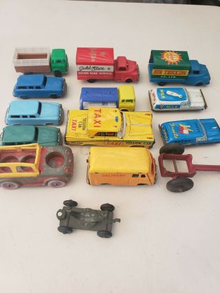 Vintage Tin Litho Friction Miniature Cars & Trucks - Japan