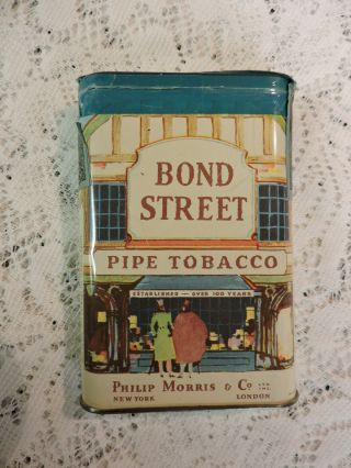 Vintage Bond Street Pipe Tobacco Empty Tin Display Only Philip Morris