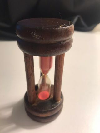 Vintage Wooden Framed Glass Hourglass Kitchen Timer Sand Clock 4 "