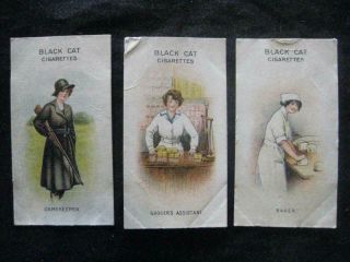Carreras Black Cat Cigarettes Women On War Work 3 Cards 418