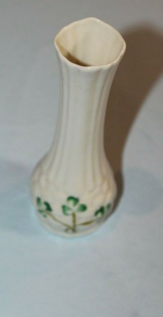 Vintage Beleek Bud Vase Shamrock Design Made In Ireland 5.  5 " Tall Marked