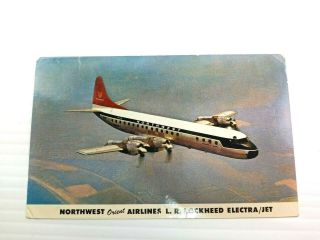 Vintage Aviation Postcard - Northwest Orient Airlines L.  R.  Lockheed Electra Jet