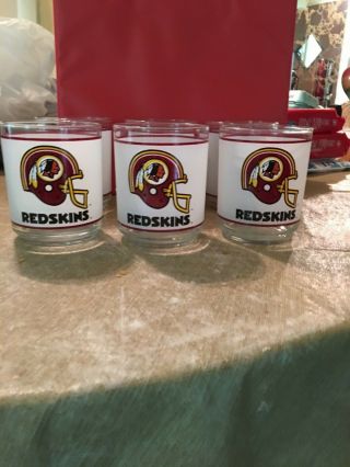 Vintage Nfl Washington Redskins Drinking Glasses Set Of Six 4 Mobil Gas