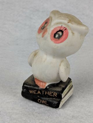 Vintage Ceramic Weather Owl On Books 3 - 1/4 "