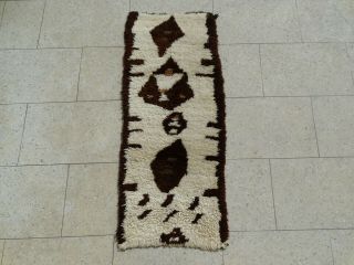 Vintage Moroccan Azilal Rug Handmade Old Beni Ourain Carpet Berber 6 