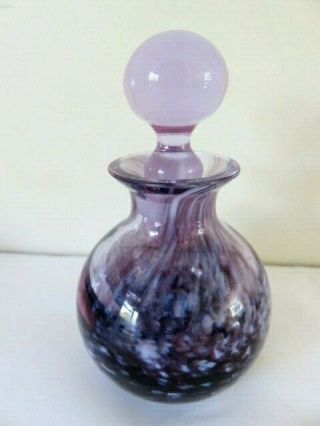 Vintage Caithness Glass Perfume Bottle 5 " Tall Pink Swirled Pattern With Stopper