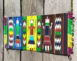 Antique Navajo Rug Yei Blanket Native American Indian Yeibechai Tapestry Weaving 2