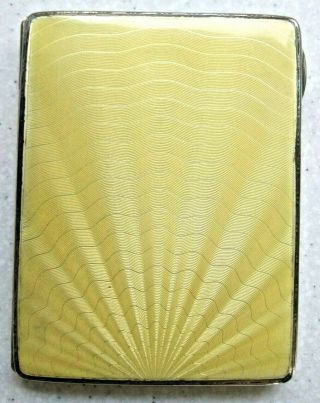 Art Deco Silver And Yellow Guilloche Enamel Cigarette Case A Heavy 149 Grams