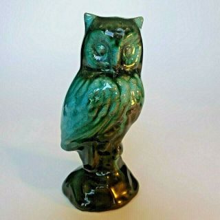 Blue Mountain Pottery 6 " Owl Figure Figurine Canadian Glaze Aqua Vintage 70s Bmp
