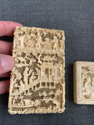 Antique Chinese Card Case Very Ornately Carved Victorian ?