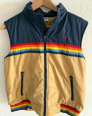 Bolt Lightning Vtg 80´s Surf Skate Bmx Old School Rainbow Stripe Vest Men´s Sz S