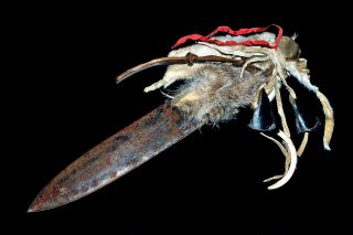 Native American Antique Authentic Circa 1860 - 1880 Huge Ermine,  Deer Toe Knife