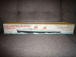 Vintage Ideal S.  S.  United States 28 " Model Ship Kit Dated 1954
