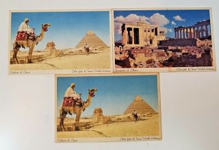 Vintage Twa Trans World Airlines Travel Postcards Set Of 3 Sphinx And Acropolis