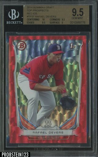 2014 Bowman Red Ice Rafael Devers Red Sox Rc Rookie 25/150 Bgs 9.  5 W/ 10