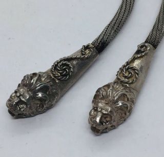 Antique Ethnic Tribal Sterling Silver Hand Made Lion Head Ends Slide Necklace 2
