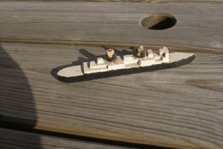 Vintage Hand Made Wooden Ship Military 1917 Love Jim? Memorabilia