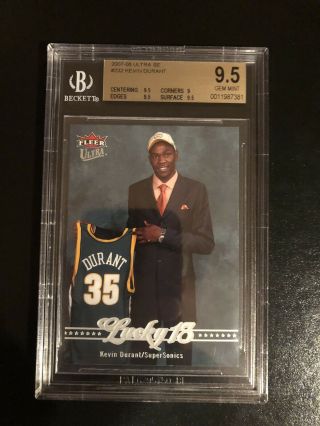 Kevin Durant Rookie Fleer Ultra Lucky 13 Bgs 9.  5