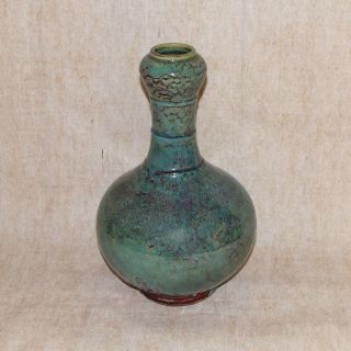 Antique Chinese Robins Egg Blue Garlic Head Vase -