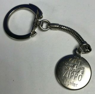 Vintage Zippo Keychain The Cent Never Spent To Repair A Zippo Lighter 1962 Penny