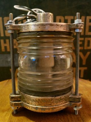 Perko Antique Brass Ship Light Maritime Fresnel Glass Rewired/works 9 - S - 4473 - L