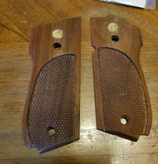 Vtg S&w Smith & Wesson Model 39 52 439 539 639 Factory Wood Grips Estate