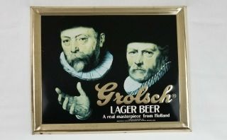 Vintage Grolsch Lager Beer Tin Self Framed Advertising Sign Holland Bar 16 " X 13 "