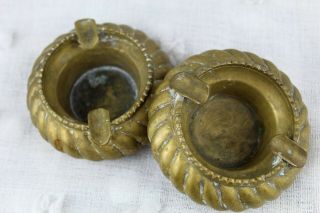 Vintage Brass Copper Heavy Round Ashtrays Made In India