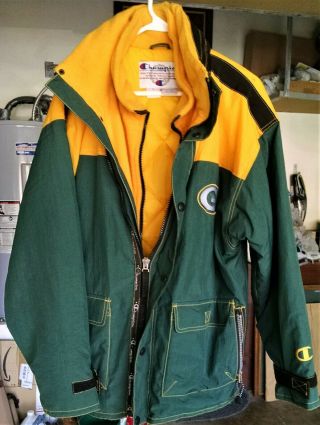 Vintage Green Bay Packers Winter Lined Jacket W/hood Size Large,  1957 T - Shirt
