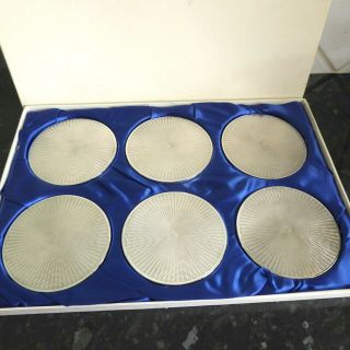Vintage Silver Hm Birm 1979 Boxed Set 6 Wine Water Champagne Glass Coasters