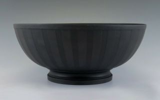 Antique Wedgwood Black Basalt Porcelain Stiped Serving/fruit Bowl 7 "