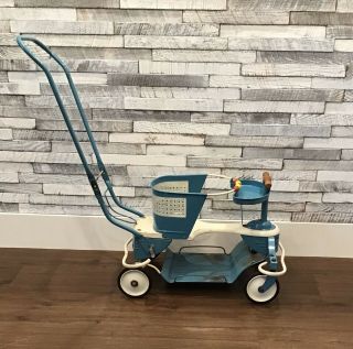 1950’s Vintage Taylor Tot Turquoise Baby Stroller Walker With Smooth Ride