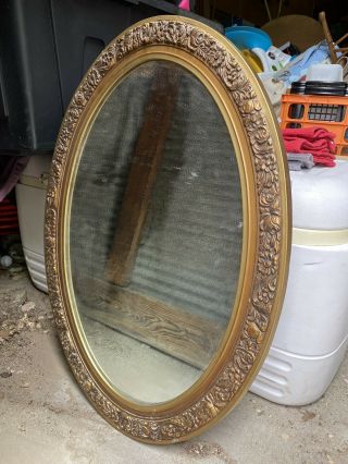 Vintage Medicine Cabinet With Ornate Oval Gold Mirror Shelves Miami Carey