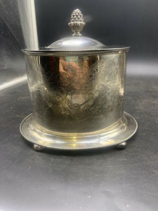 Antique Sheffield Silver Plated Biscuit Barrel and Biscuit Box 2