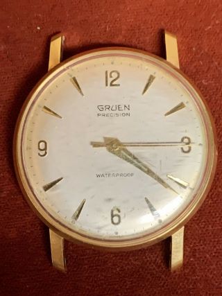 Vintage Gruen Precision Mens Watch 17 Jewels Gold Tone Swiss