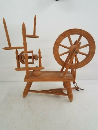 Small Tabletop Vintage Wooden Spinning Wheel