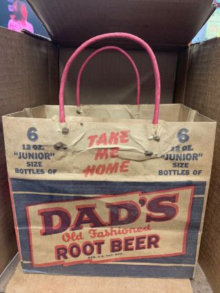 Vintage Dad’s Root Beer Soda Advertising Grocery Bag To Carry A 6 Pack Bottles