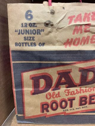 VINTAGE DAD’S ROOT BEER SODA ADVERTISING GROCERY BAG TO CARRY A 6 PACK BOTTLES 2