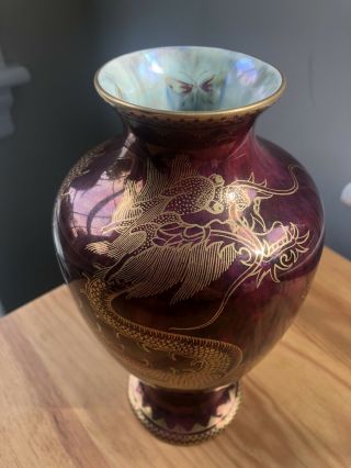 Antique Wedgewood Fairyland Lustre Oriental Red Dragon Vase 3