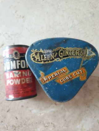 Vintage Allen & Ginters Imperial Cube Cut Tobacco Tin & Rumford Baking Powder Mi