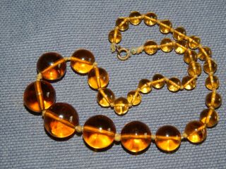 Vintage Art Deco Amber Glass Graduated Necklace Knotted 1930 