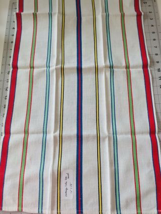 Vintage Cannon Striped Linen Kitchen Tea Towel Green Red Blue Yellow