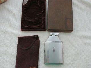 Vintage Ronson Lighter Attached To Cigarette Cases In Felt Pouch & Box